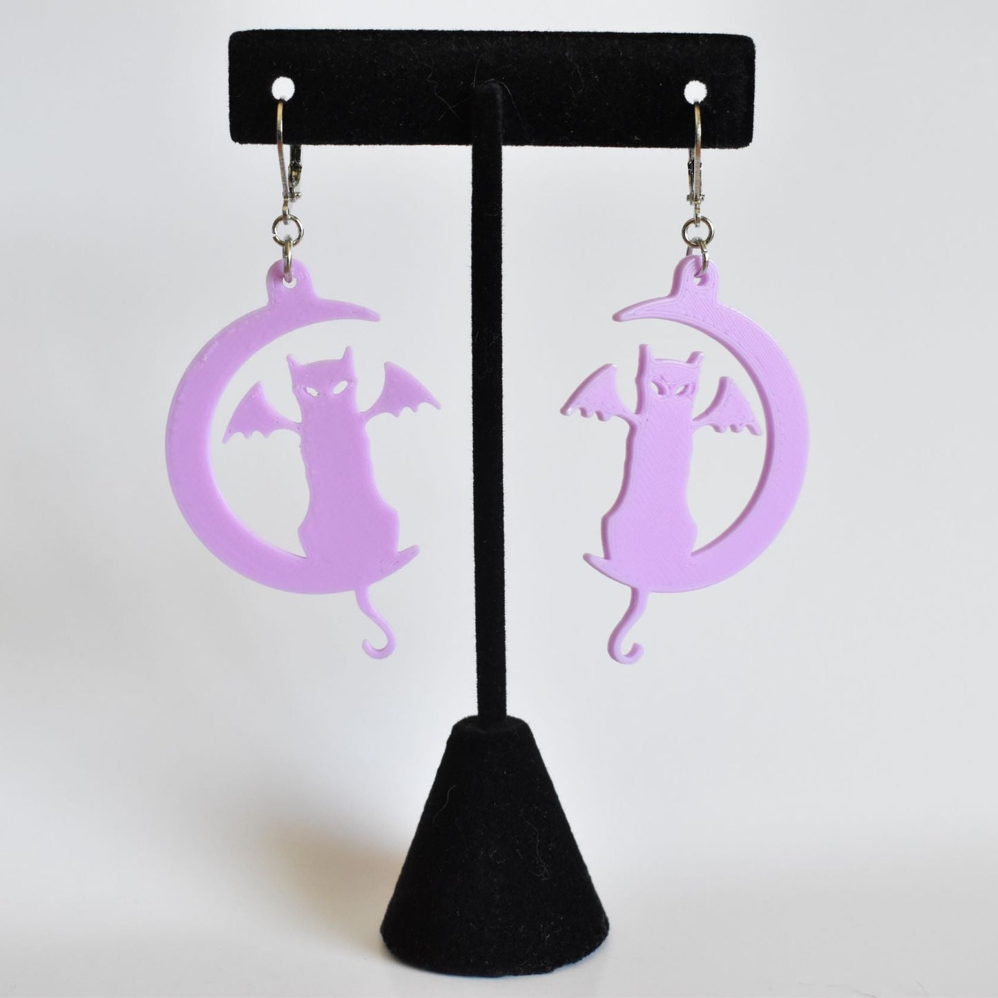 Spooky Halloween Cat and Moon Earrings