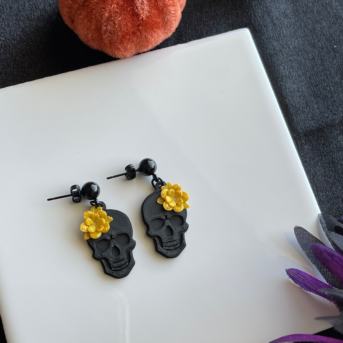 Floral Skull Earrings