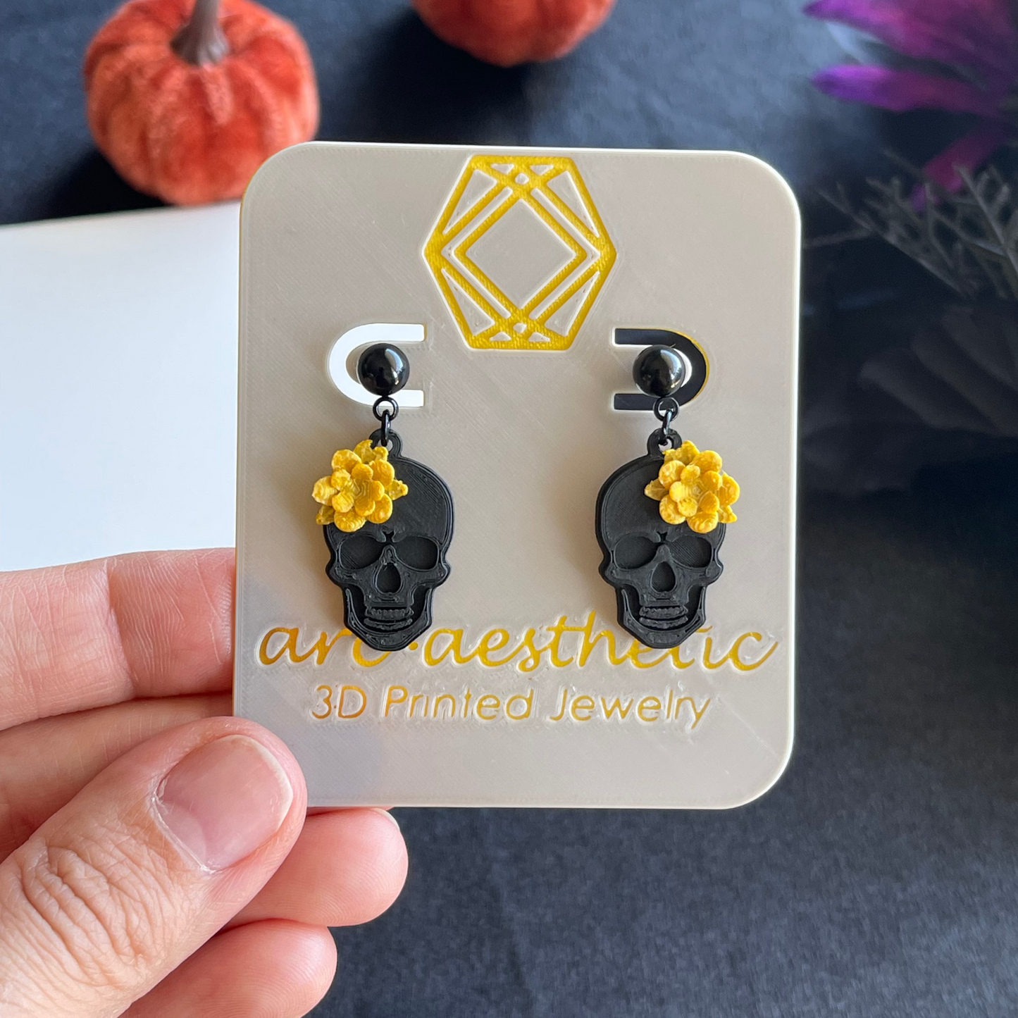 Floral Skull Earrings