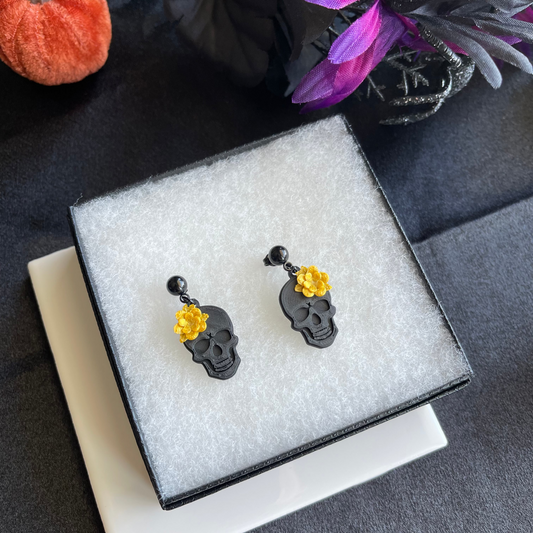 Floral Skull Earrings